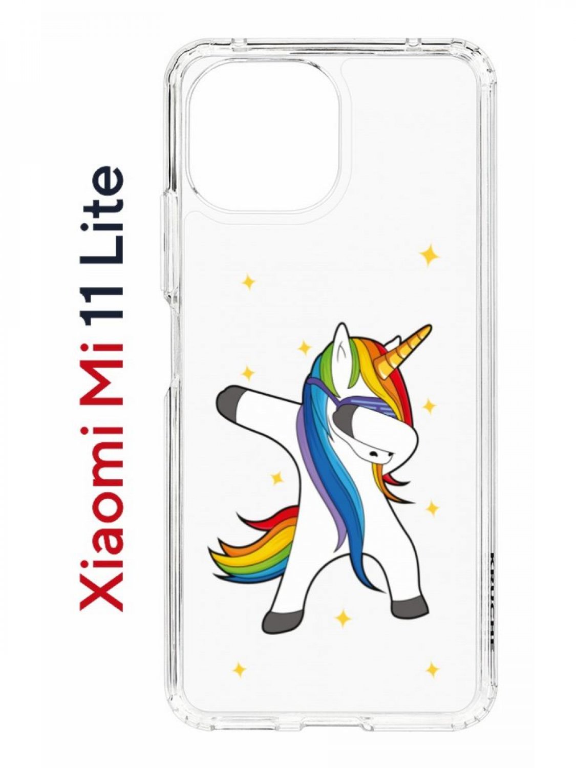 Чехол на Xiaomi Mi 11 Lite Kruche Print Единорожка,противоударный бампер,с защитой камеры