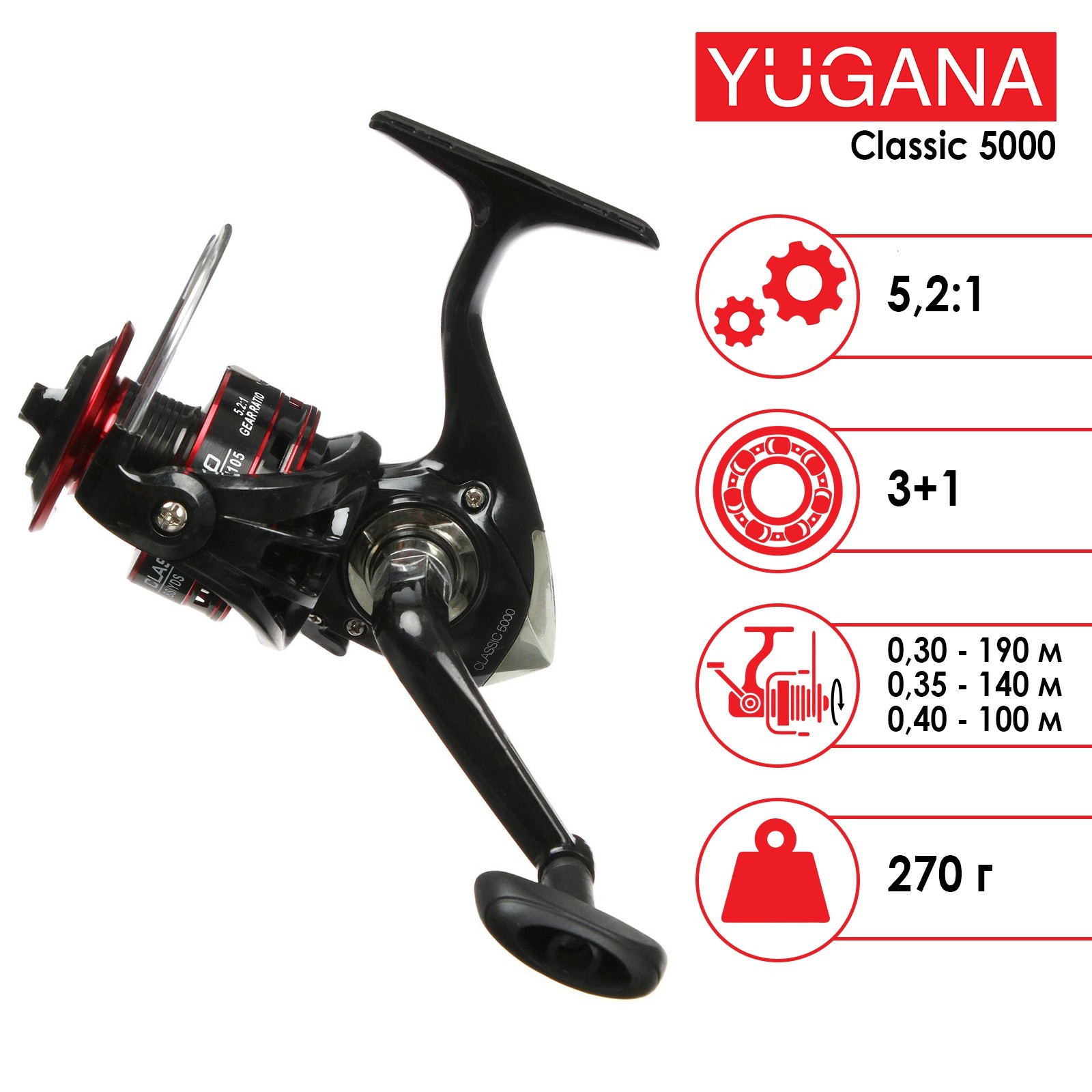 Рыболовная катушка безинерционная Yugana Classic 5000
