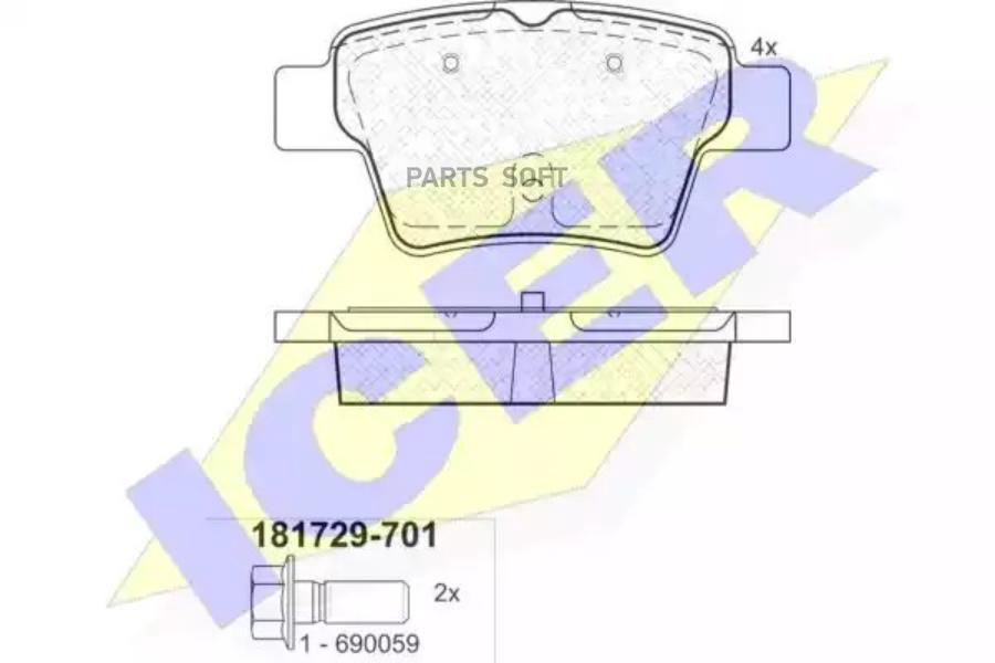 Тормозные колодки ICER задние 181729701