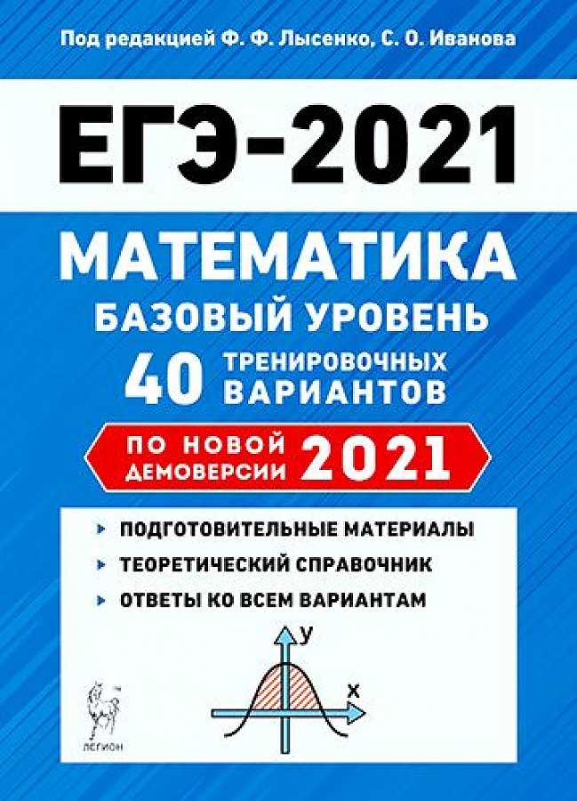 

Математика. ЕГЭ-2021. Базовый уровень. 40 тренировочных вариантов по демоверсии…