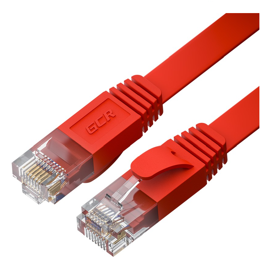 

Патч-корд GCR плоский UTP cat.6 10 Гбит/с RJ45 LAN медный 1м, Красный, GCR-LNC62