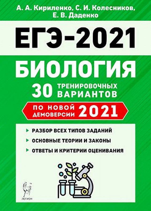 

Биология. Подготовка к ЕГЭ-2021. 30 тренировочных варианта по демоверсии 2021 г