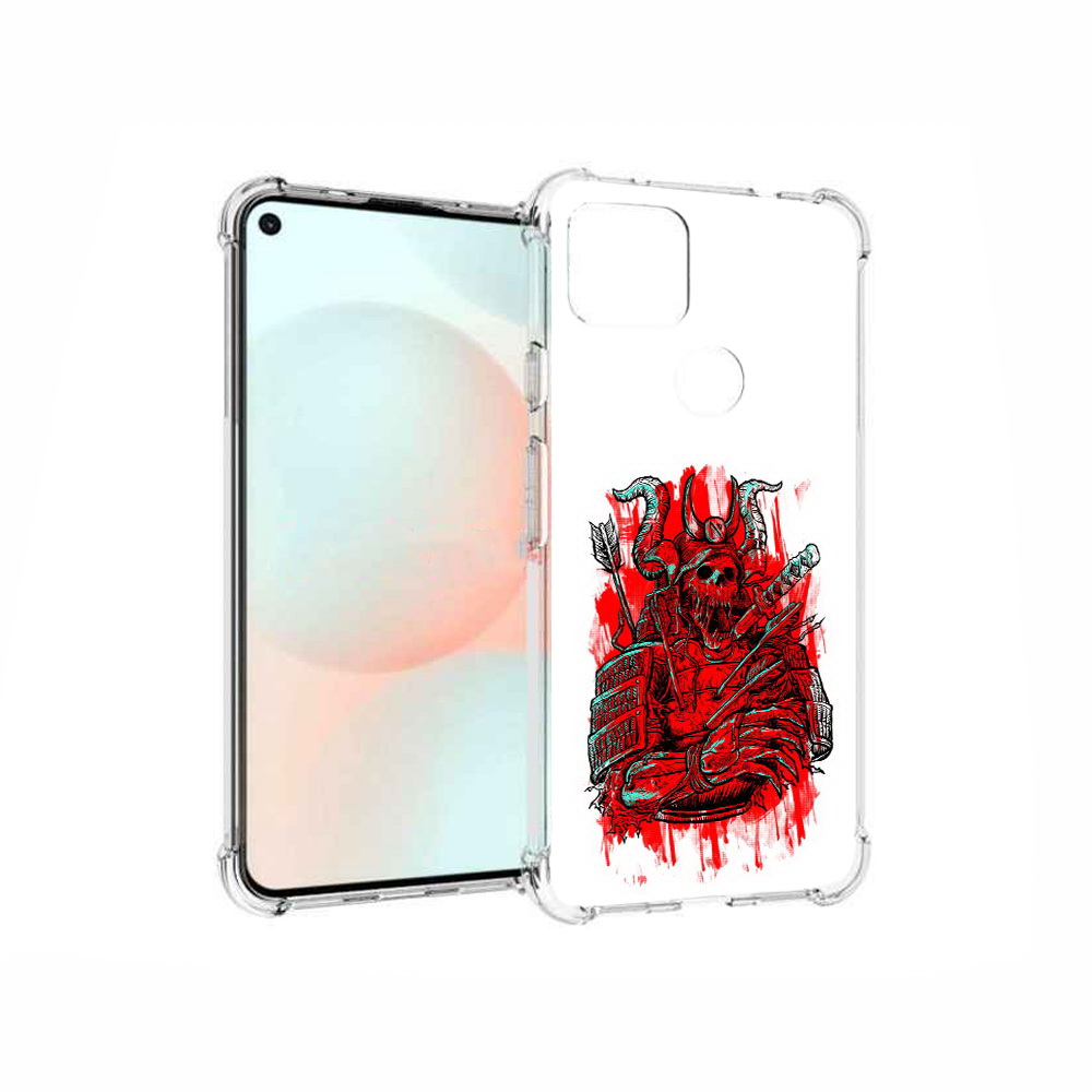 

Чехол MyPads Tocco для Google Pixel 5A красный скелет воин, Прозрачный, Tocco