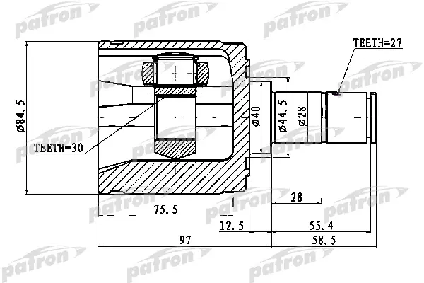 

ШРУС внутренний правый 30x40x27 HONDA CIVIC EU/EP/ES 01-06 PATRON PCV1027