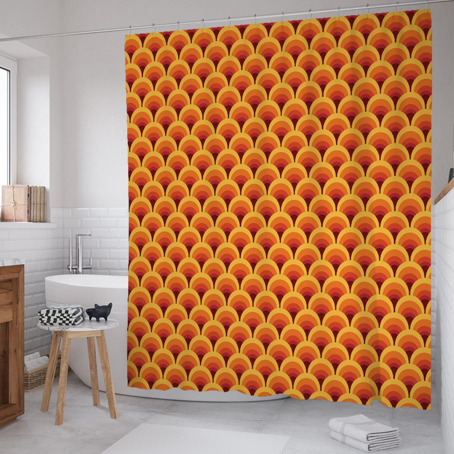 

Штора для ванной JoyArty "Закатные дюны" из сатена, 180х200 см с крючками, Оранжевый, Закатные дюны