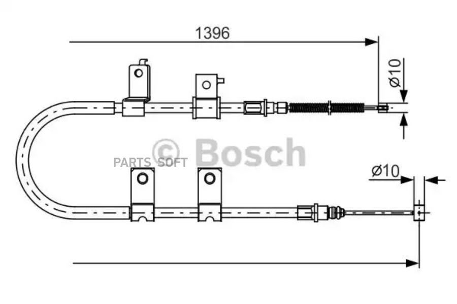 BOSCH Трос ручного тормоза BOSCH 1987482083