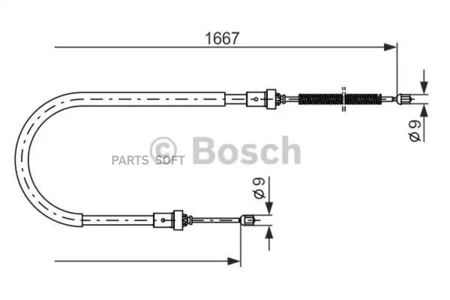 

BOSCH Трос ручного тормоза BOSCH 1987477956