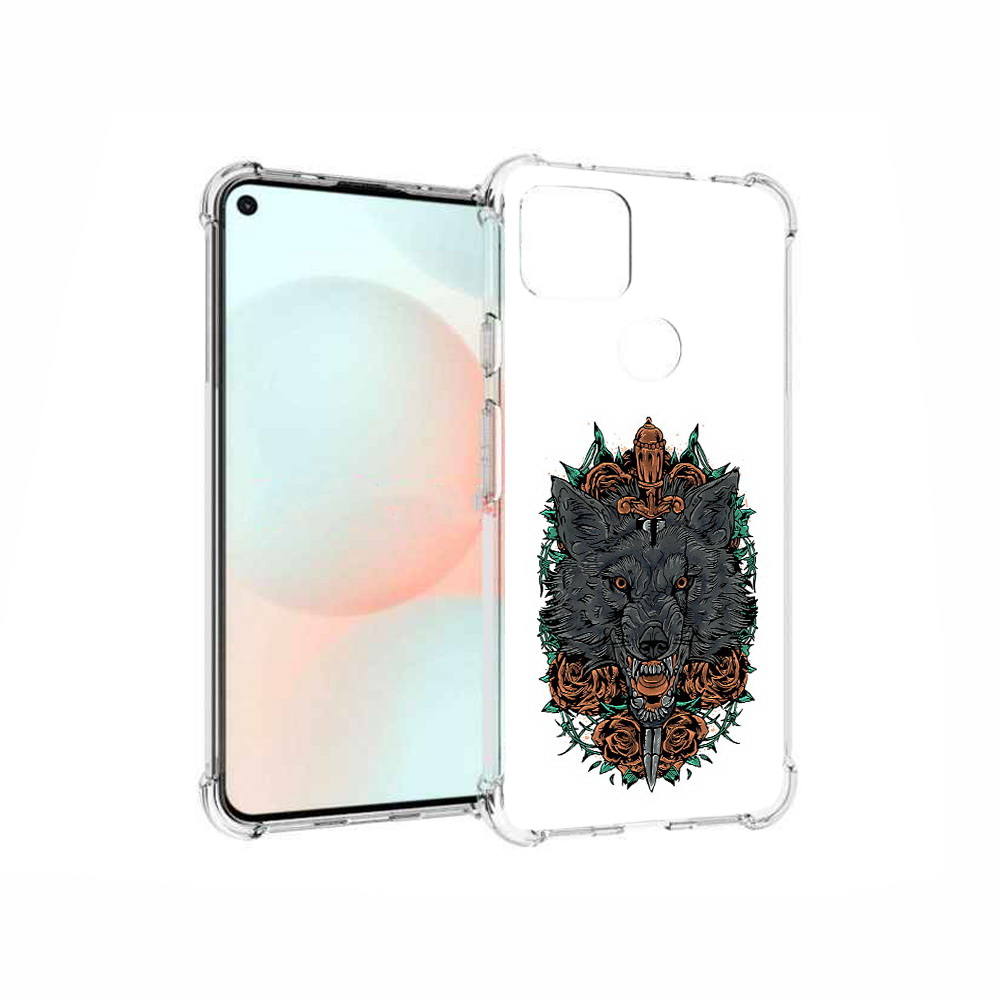 

Чехол MyPads Tocco для Google Pixel 5A красивый злой волк, Прозрачный, Tocco