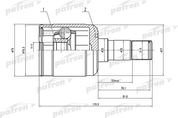 

ШРУС внутренний левый 28x35x30 MAZDA 626 GF 97-02 PATRON PCV1531