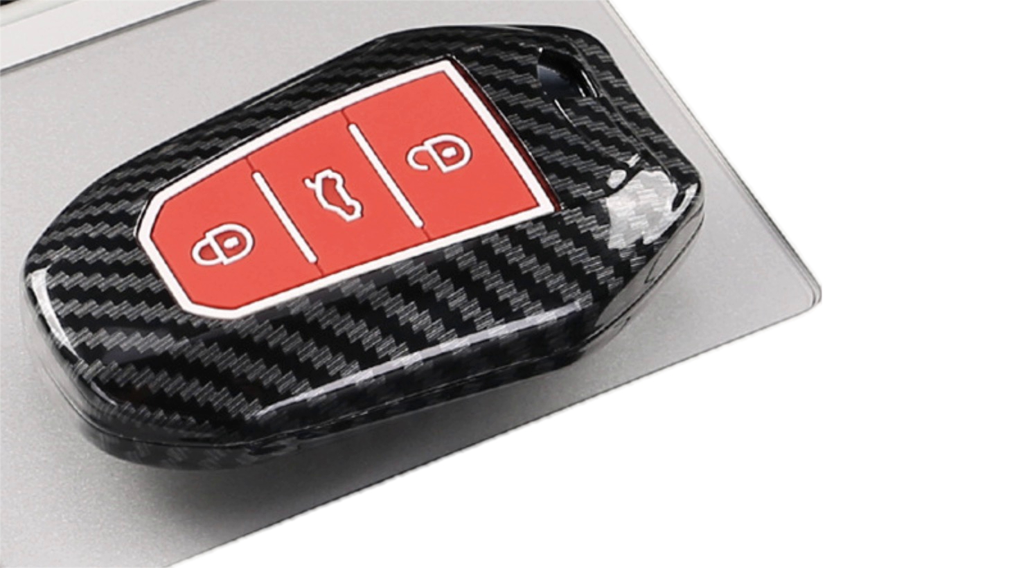 Защитный черный карбоновый чехол MyPads M-163055 брелок для ключа Peugeot Пежо