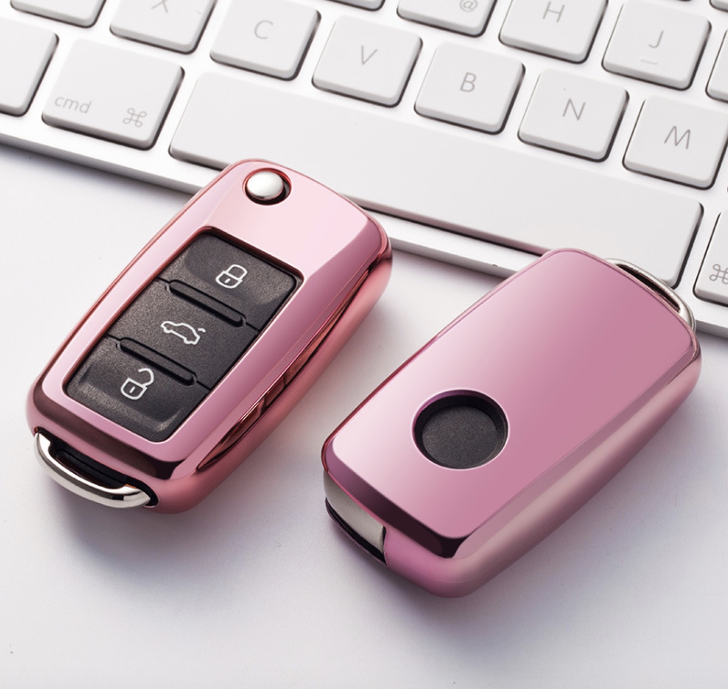 розовый чехол футляр MyPads для автомобильного откидного ключа Фольцваген Volksvagen