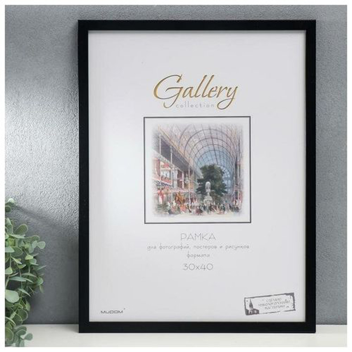 

Фоторамка пластик Gallery 30х40 см, 641877-15, чёрный (пластиковый экран), Черный