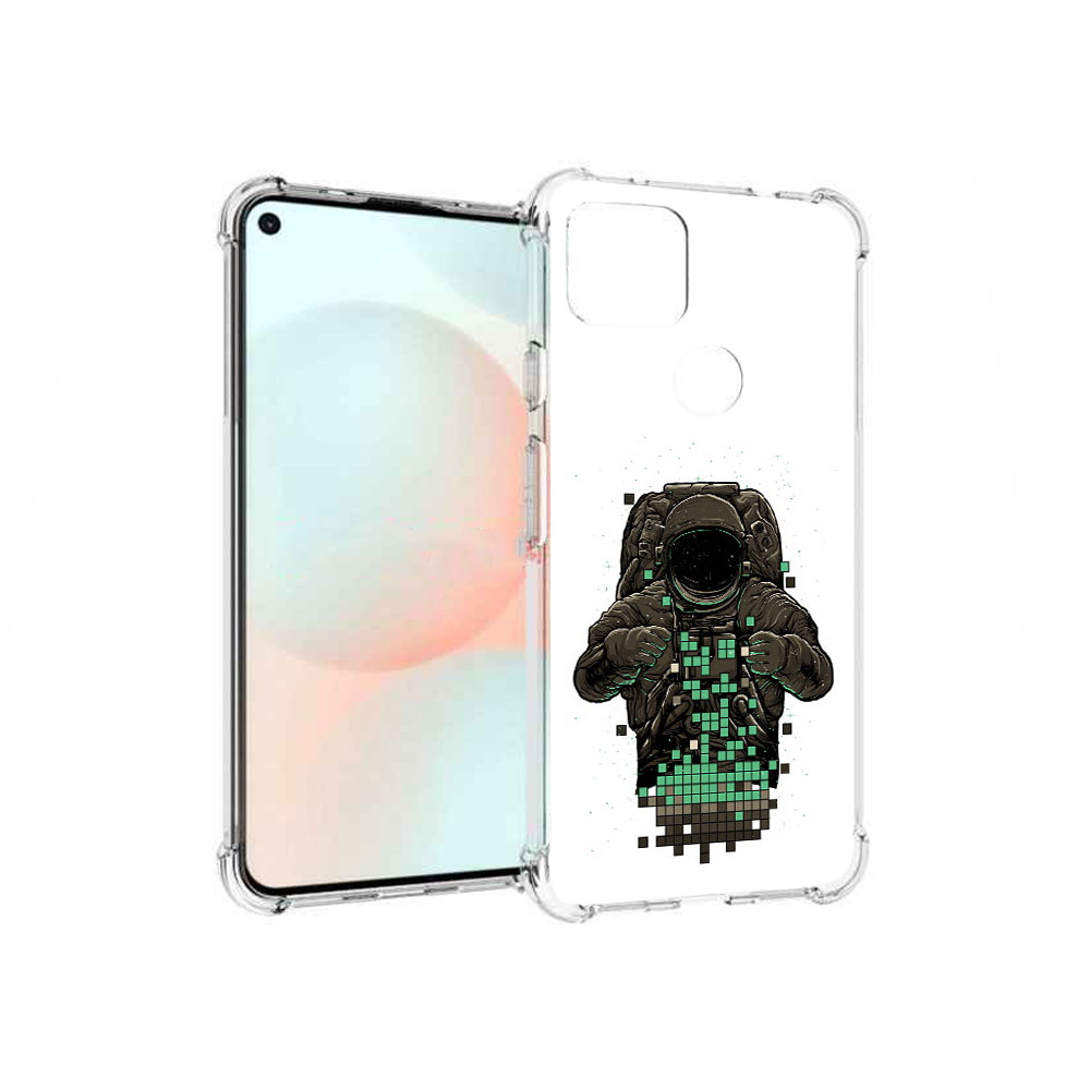 

Чехол MyPads Tocco для Google Pixel 5A космонавт с пикселями, Прозрачный, Tocco