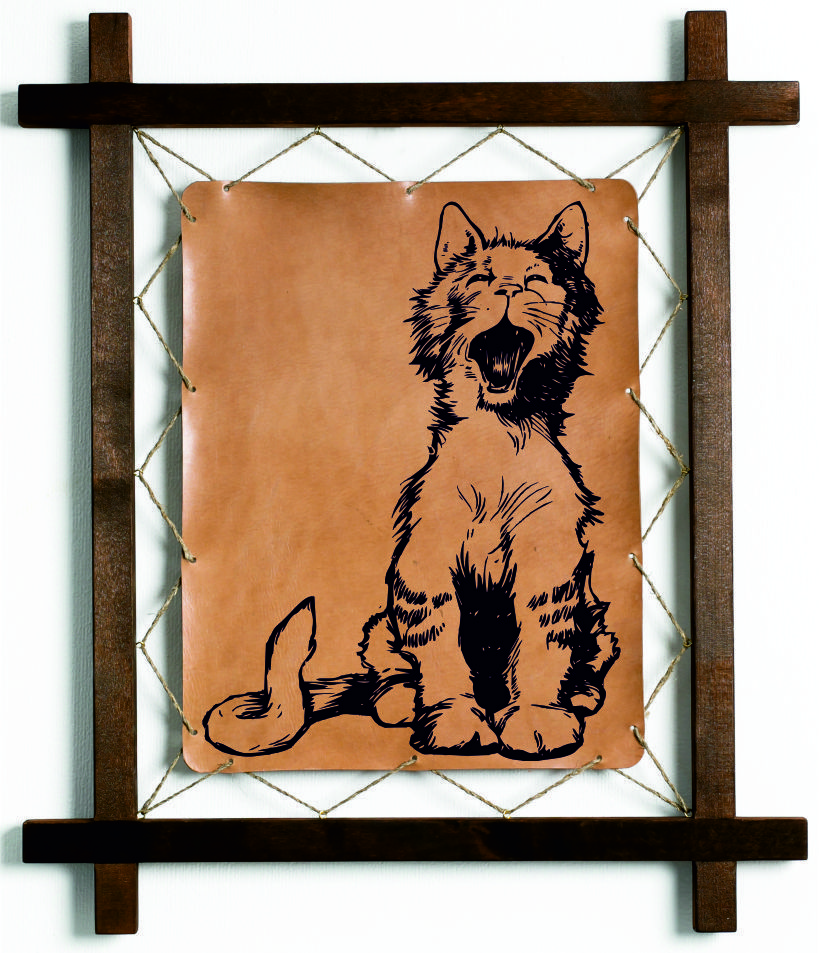 

Картина BoomGiftна натуральной коже Кот , подарок,, 576