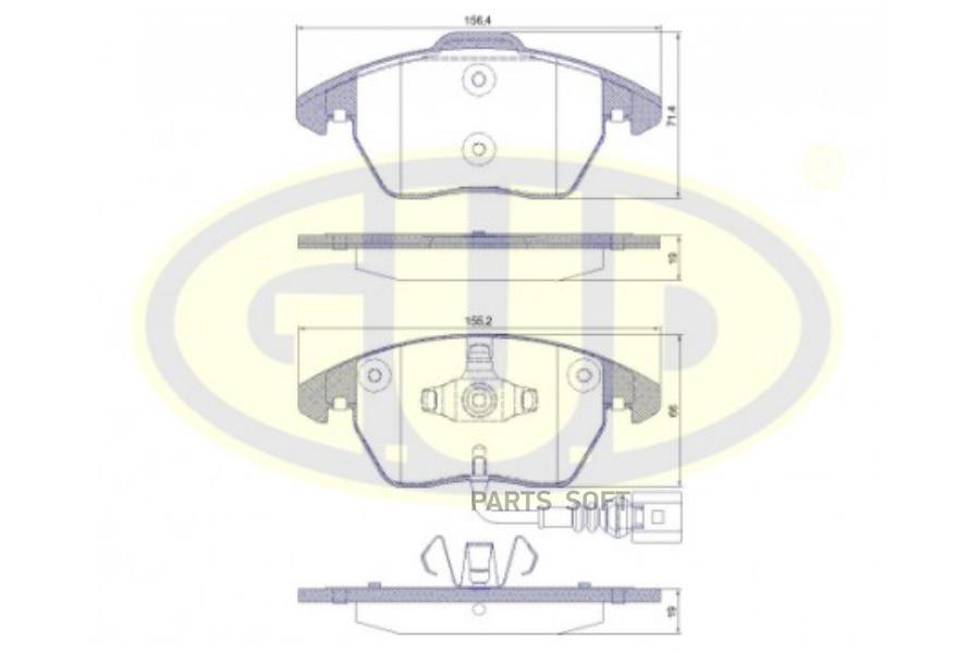 

Колодки пер audi a3 диск 15/16.Vw golf v 1.4-2.0td диск 15 03- () 1шт GUD GBP103001