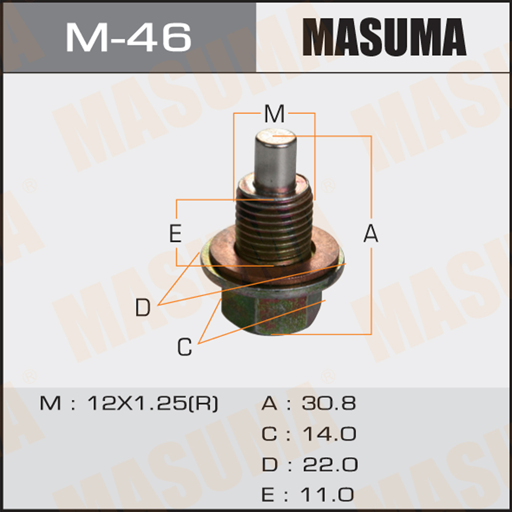 

Болт Маслосливной С Магнитом 12х1.25mm Masuma арт. M46