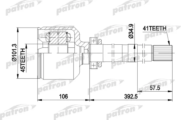 

ШРУС внутренний правый 41x101.3x45 CITROEN: JUMPER БОРТОВОЙ 94-02, JUMPER АВТОБУС 94-02, J