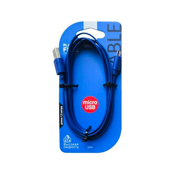 Кабель GAL 2856 плоский USB A - micro USB B 2А 1,5 м синий