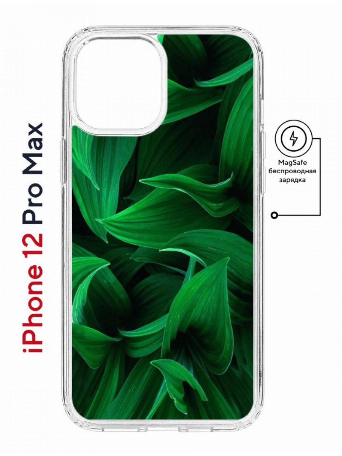 Чехол на iPhone 12 Pro Max MagSafe с принтом Kruche Print Grass противоударный с магнитом