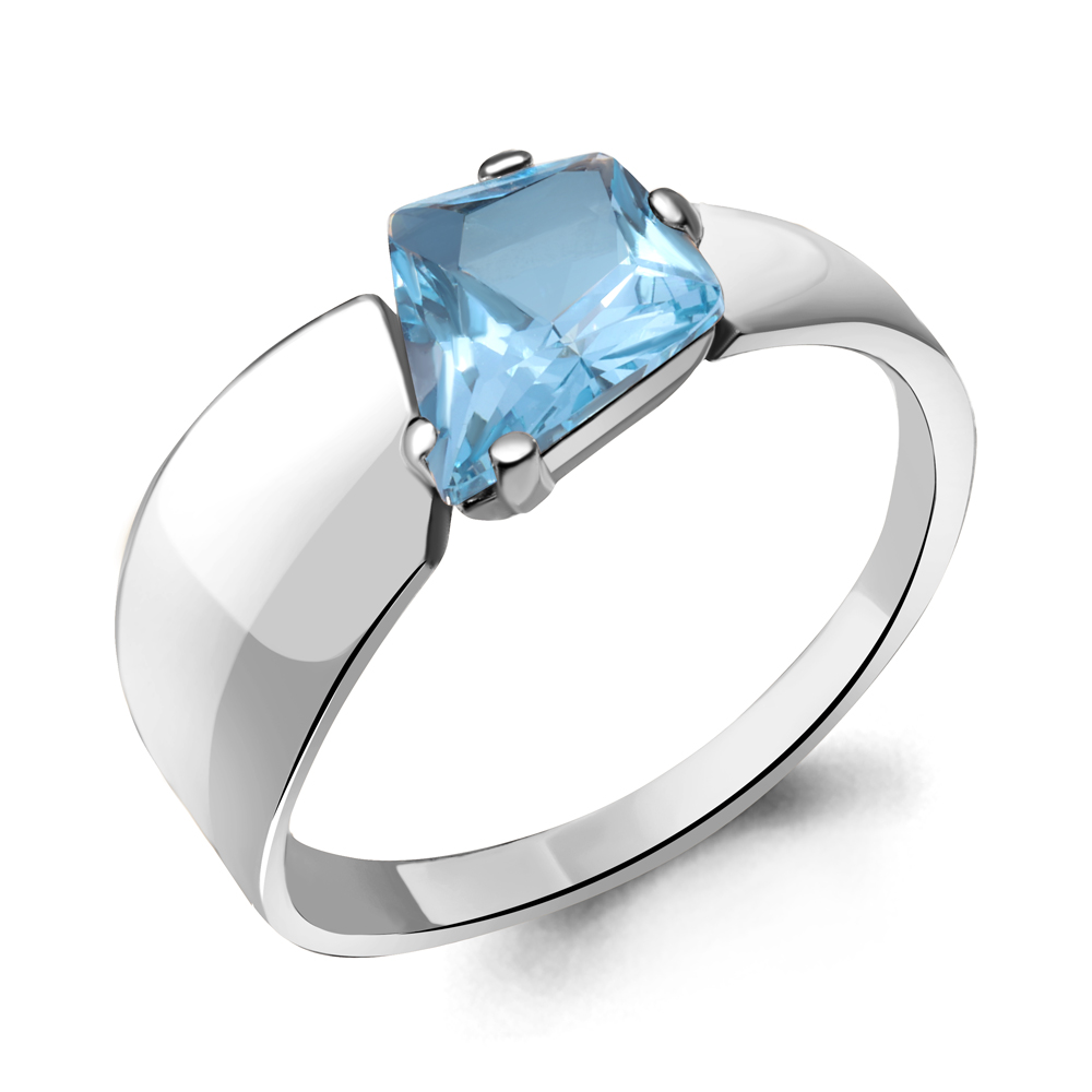 

Кольцо из серебра с топазом искусственным Aquamarine Aquamarine 6965592_925_р р. 19, 6965592_925_р