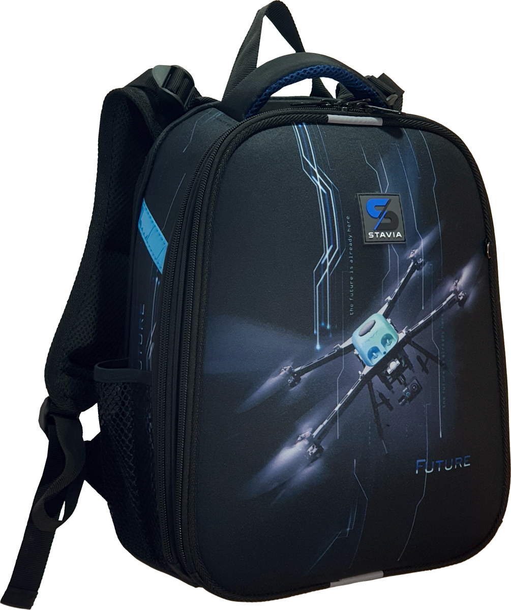 Ранец школьный Stavia Дрон 82179Б мультиколор/голубой 30х38х16 см