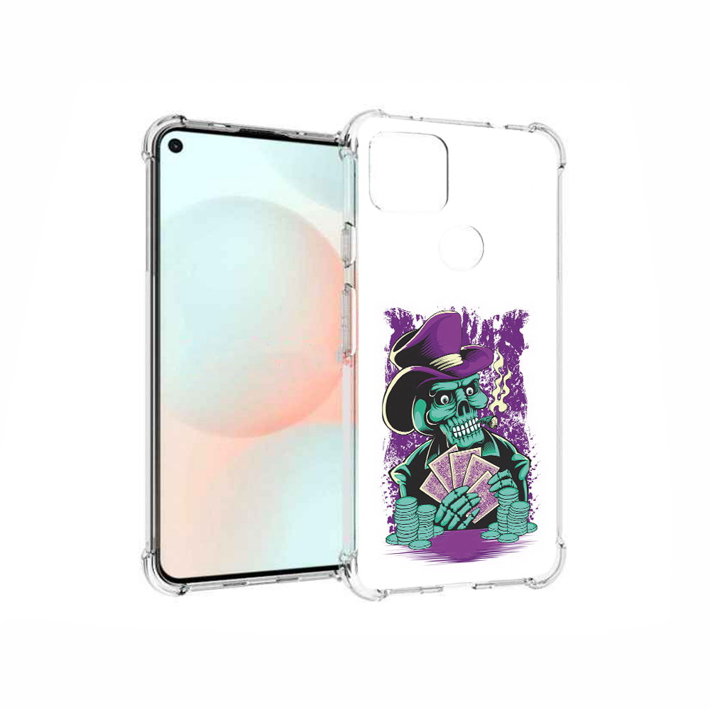 

Чехол MyPads Tocco для Google Pixel 5A зеленый череп с картами, Прозрачный, Tocco