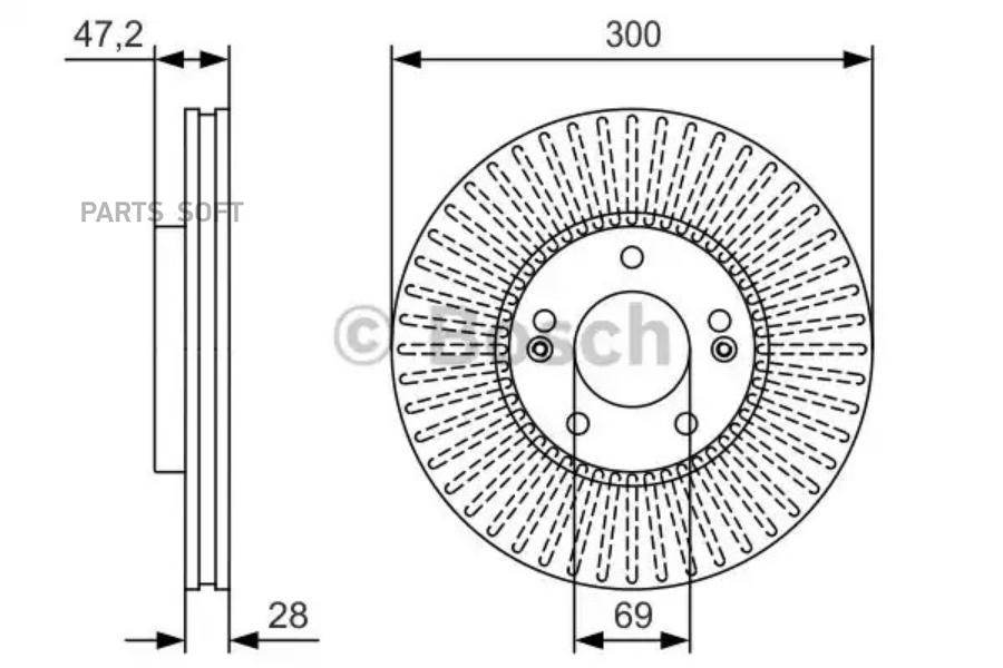 

Тормозной диск Bosch комплект 1 шт. 0986479S14