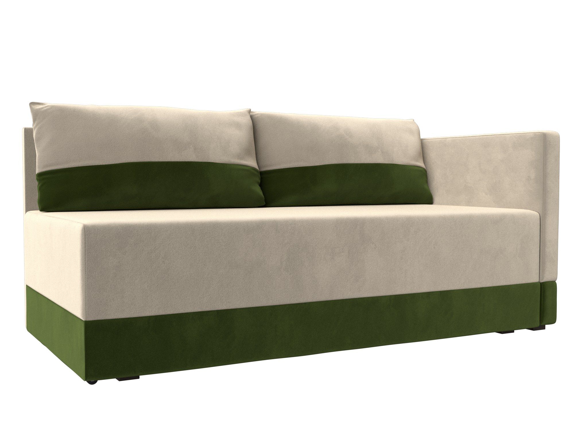 

Кушетка Никас правая микровельвет бежевый/зеленый, Кушетка Никас правая