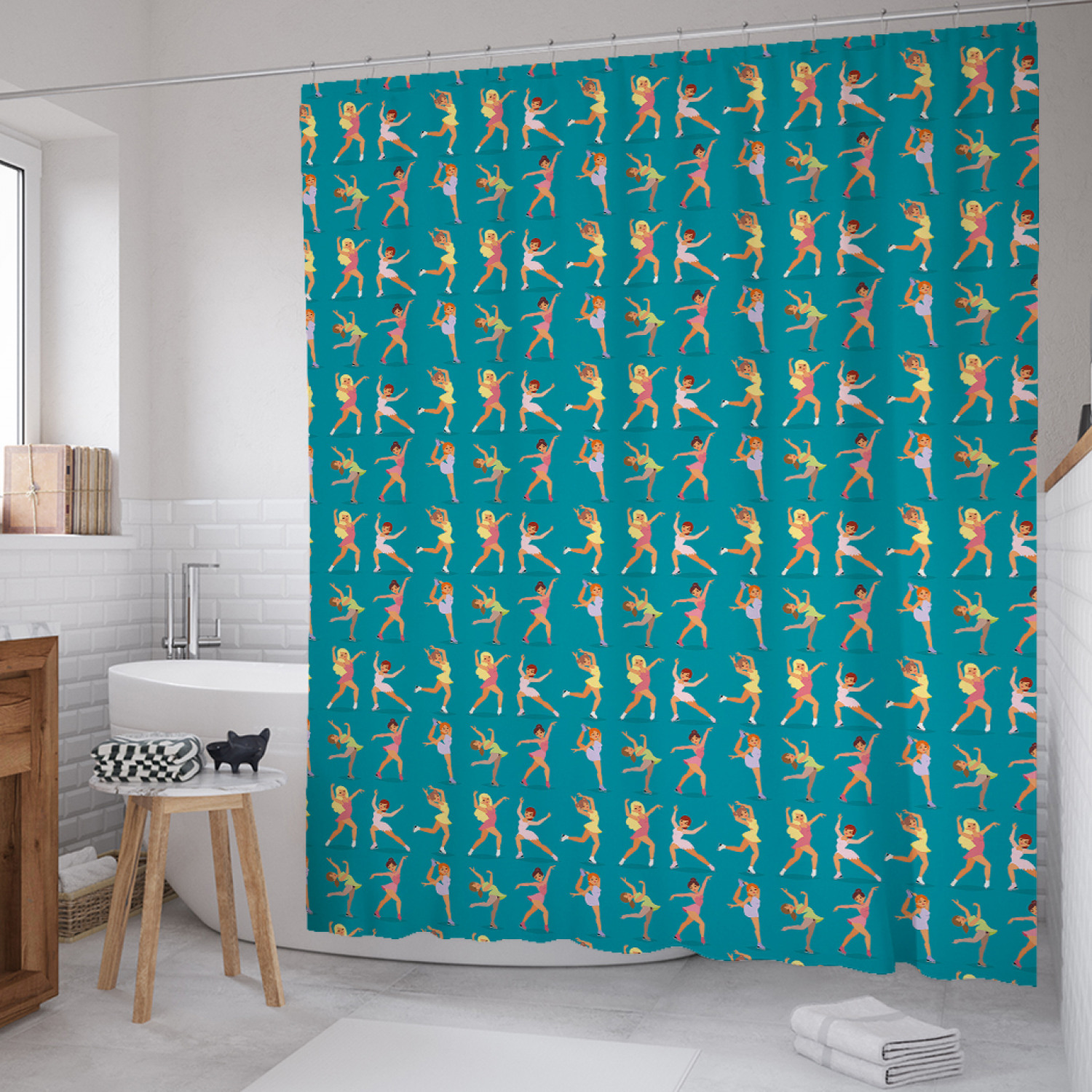 

Штора для ванной JoyArty "Женщины на катке" из сатена, 180х200 см с крючками, Голубой, Женщины на катке