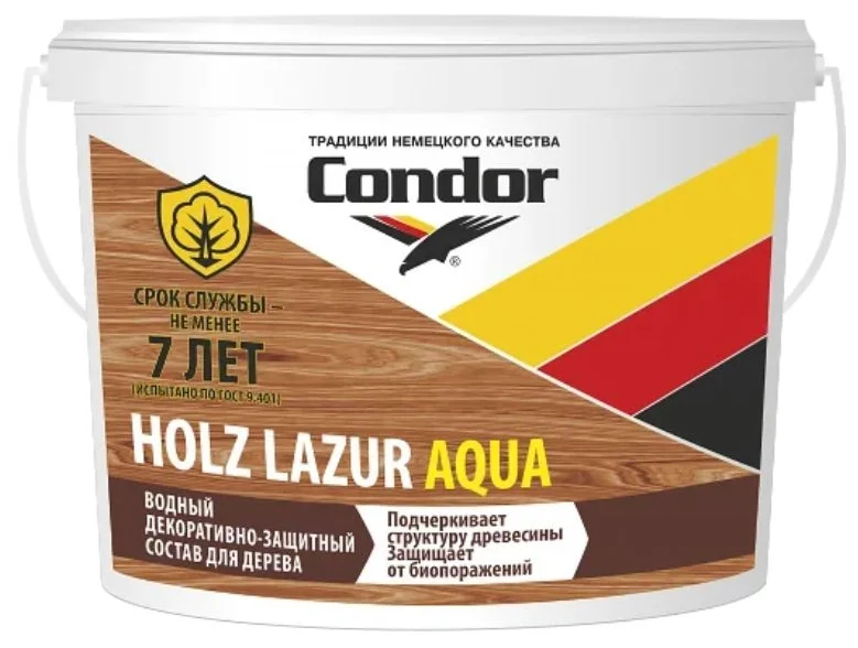 

Антисептик для дерева CONDOR Holz Lazur Aqua 2,5 л белый