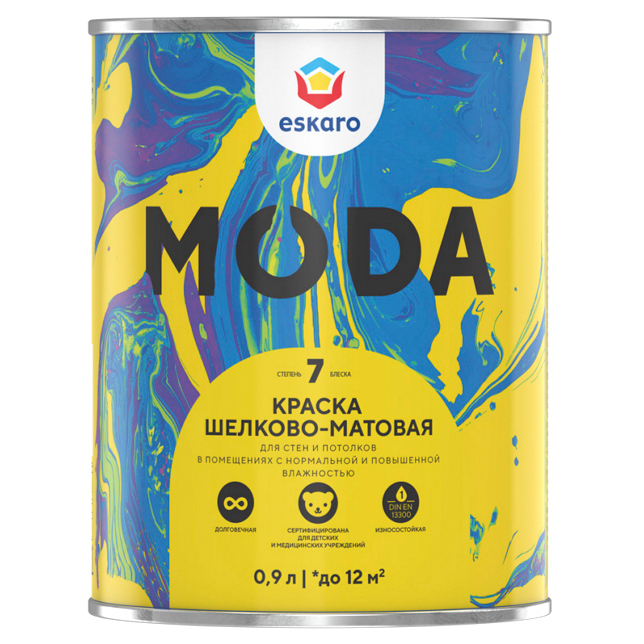 

Краска для стен и потолков ESKARO Moda 7 база TR (0,9л), Прозрачный