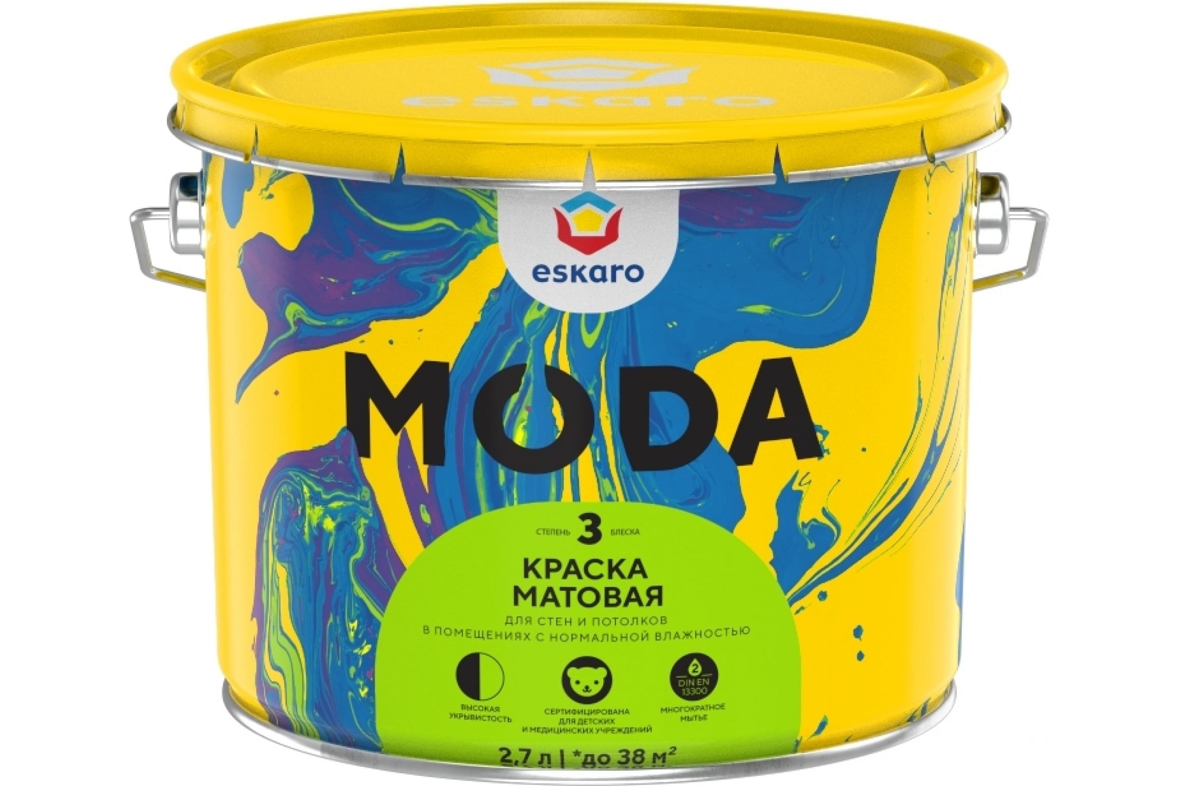 

Краска для стен и потолков ESKARO Moda 3 база TR (2,7л), Прозрачный