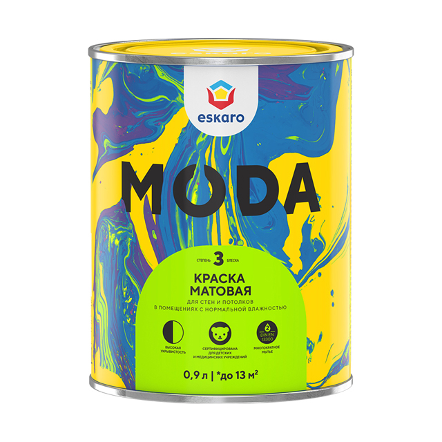 

Краска для стен и потолков ESKARO Moda 3 база TR (0,9л), Прозрачный
