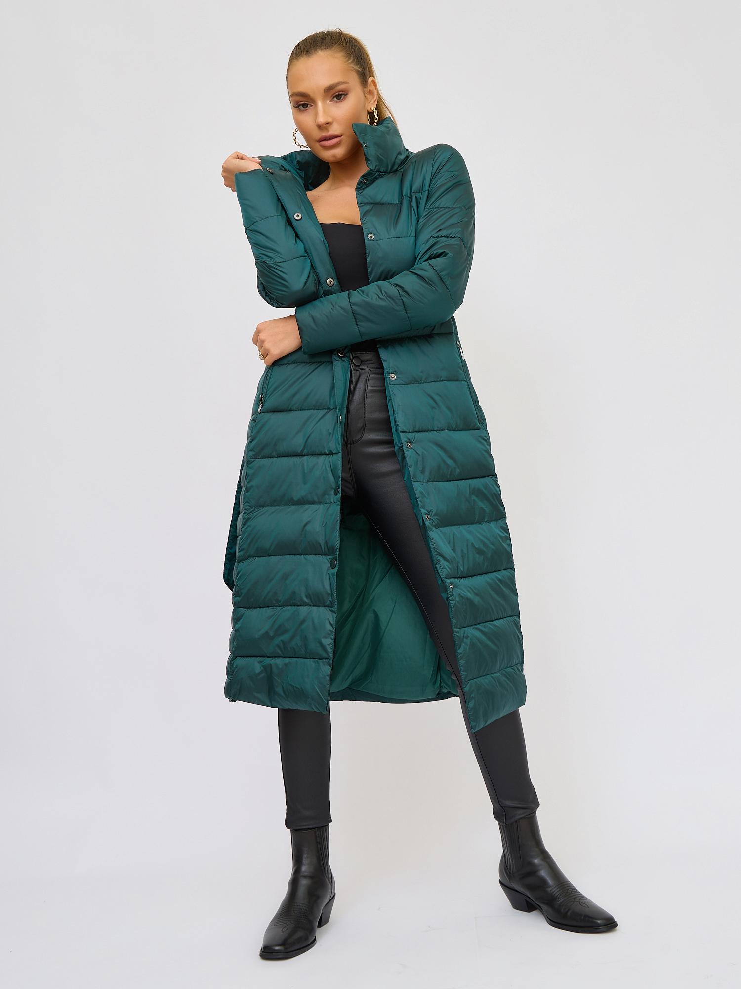 Пальто женское BrandStoff BS40005 зеленое 44 RU