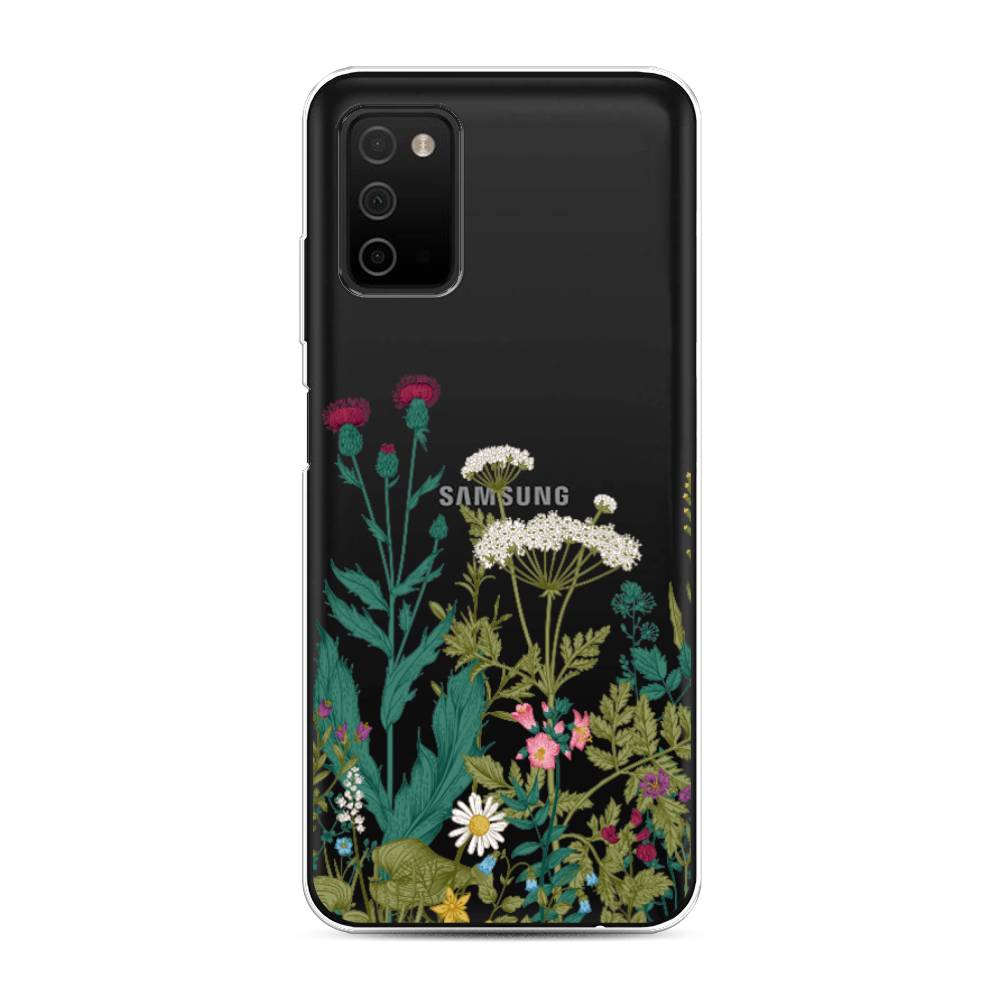 

Чехол на Samsung Galaxy A03s "Дикие полевые цветы", Зеленый;розовый;белый, 2103250-2