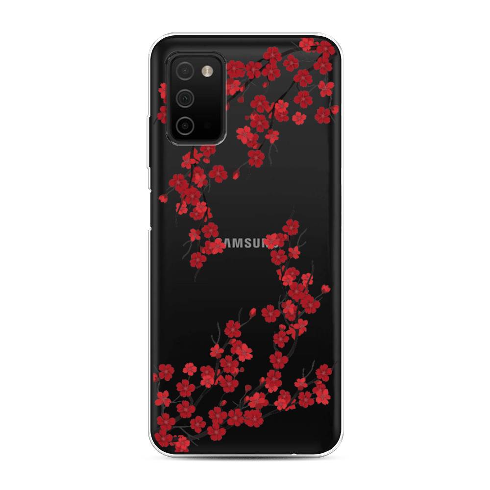 

Чехол на Samsung Galaxy A03s "Красная сакура", Красный;черный, 2103250-2