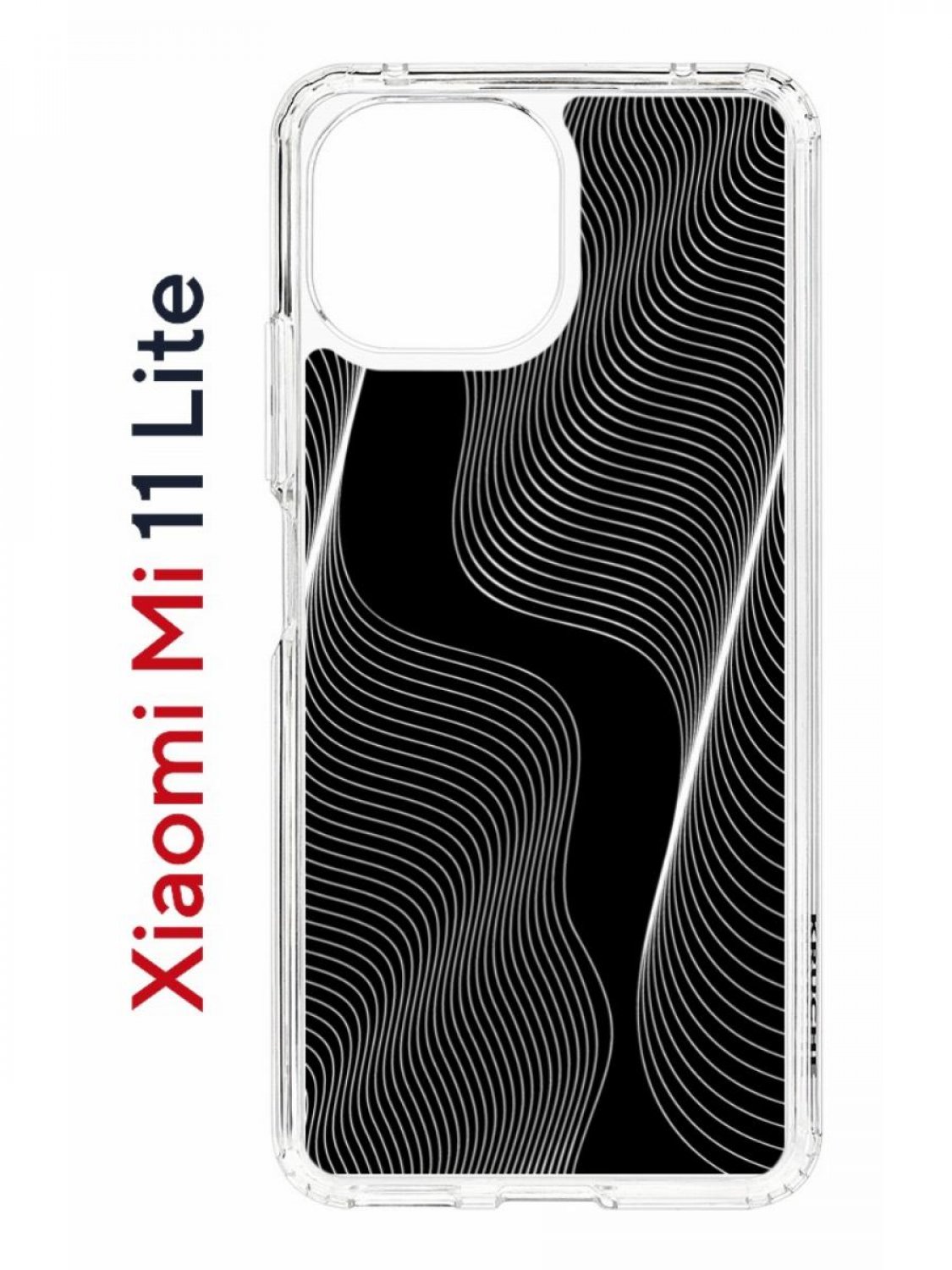 фото Чехол на xiaomi mi 11 lite kruche print line black,противоударный бампер,с защитой камеры кruче