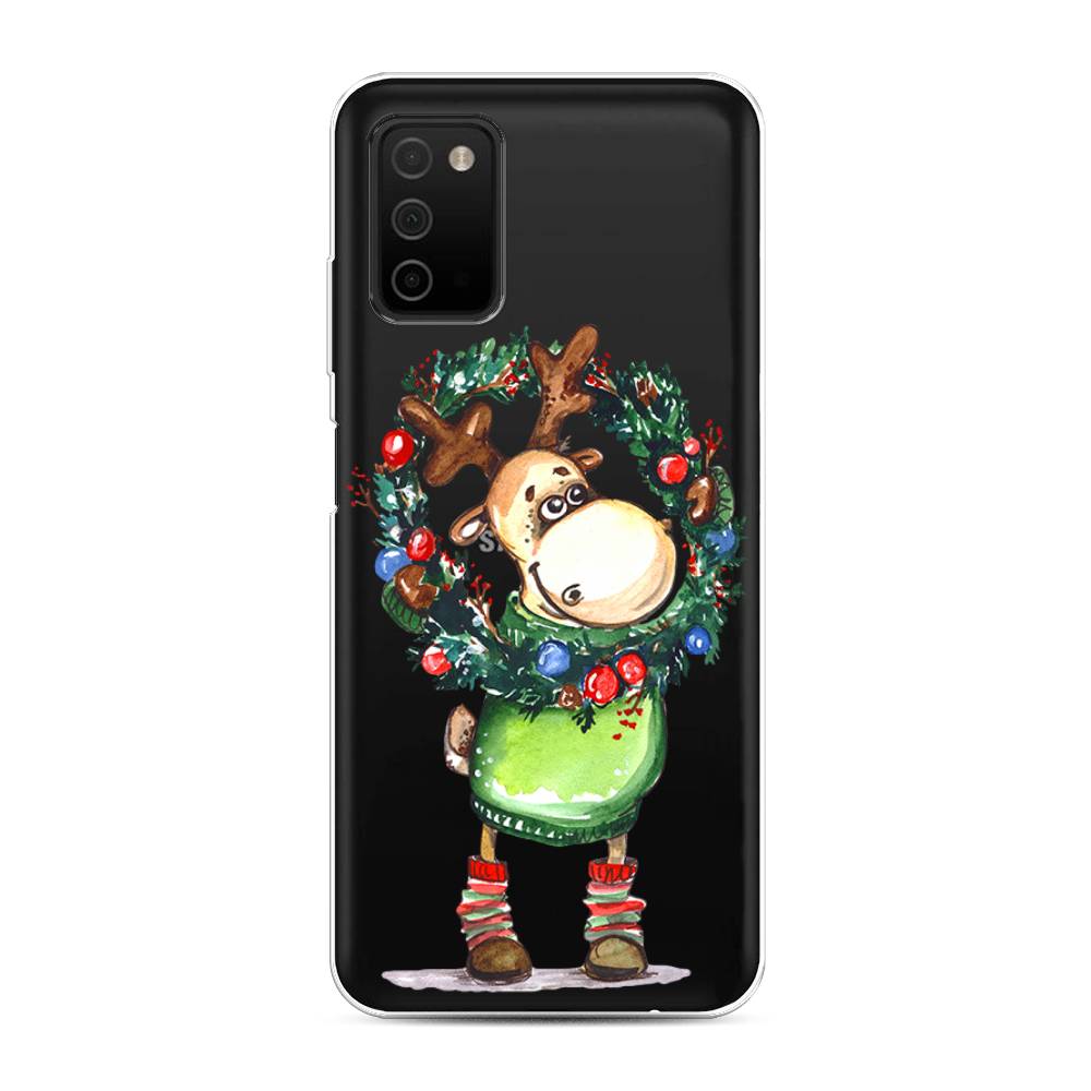 

Чехол на Samsung Galaxy A03s "Олень с новогодним венком", 2103250-4