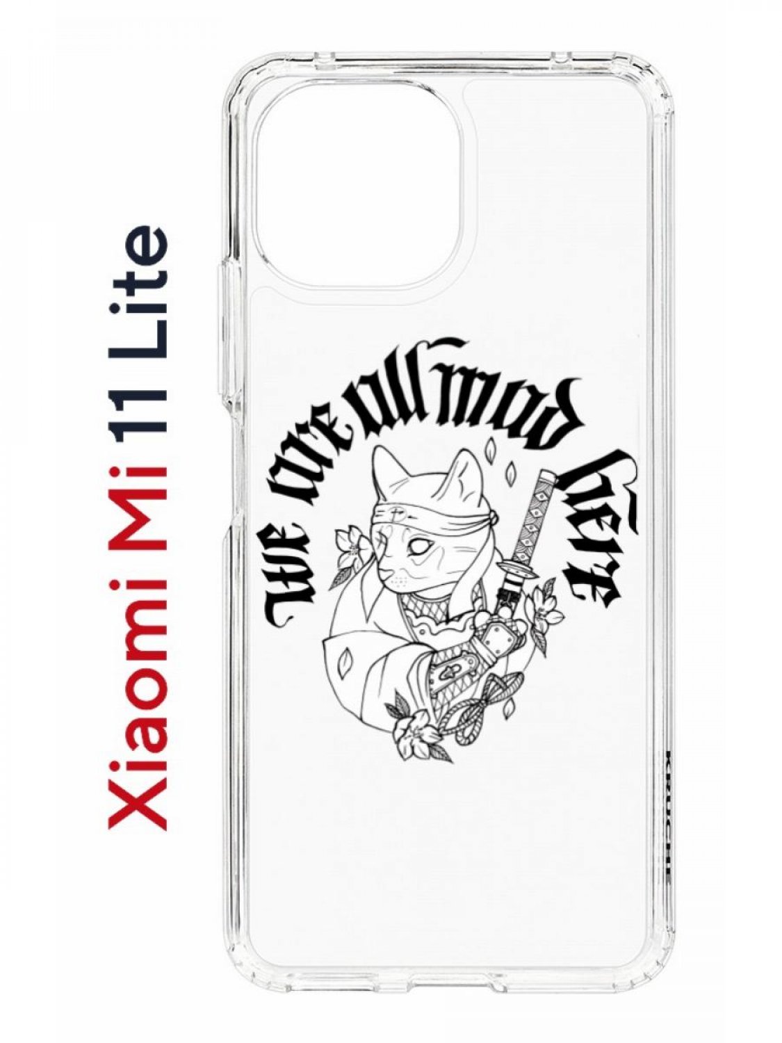 Чехол на Xiaomi Mi 11 Lite Kruche Print J-Cat,противоударный бампер,с защитой камеры