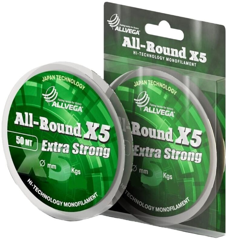 

Леска монофильная ALLVEGA "ALL-ROUND X5" 0.20мм (50м) (4,89кг) (прозрачная), Прозрачный, All-Round X5