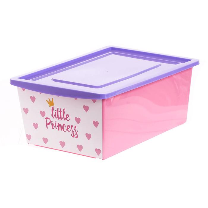 Ящик для игрушек ZABIAKA универсальный, с крышкой, Принцесса, объем 30 л, цвет розовый