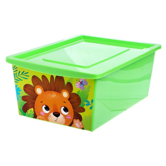 Ящик для игрушек ZABIAKA универсальный, с крышкой, объем 30 л, цвет зеленый