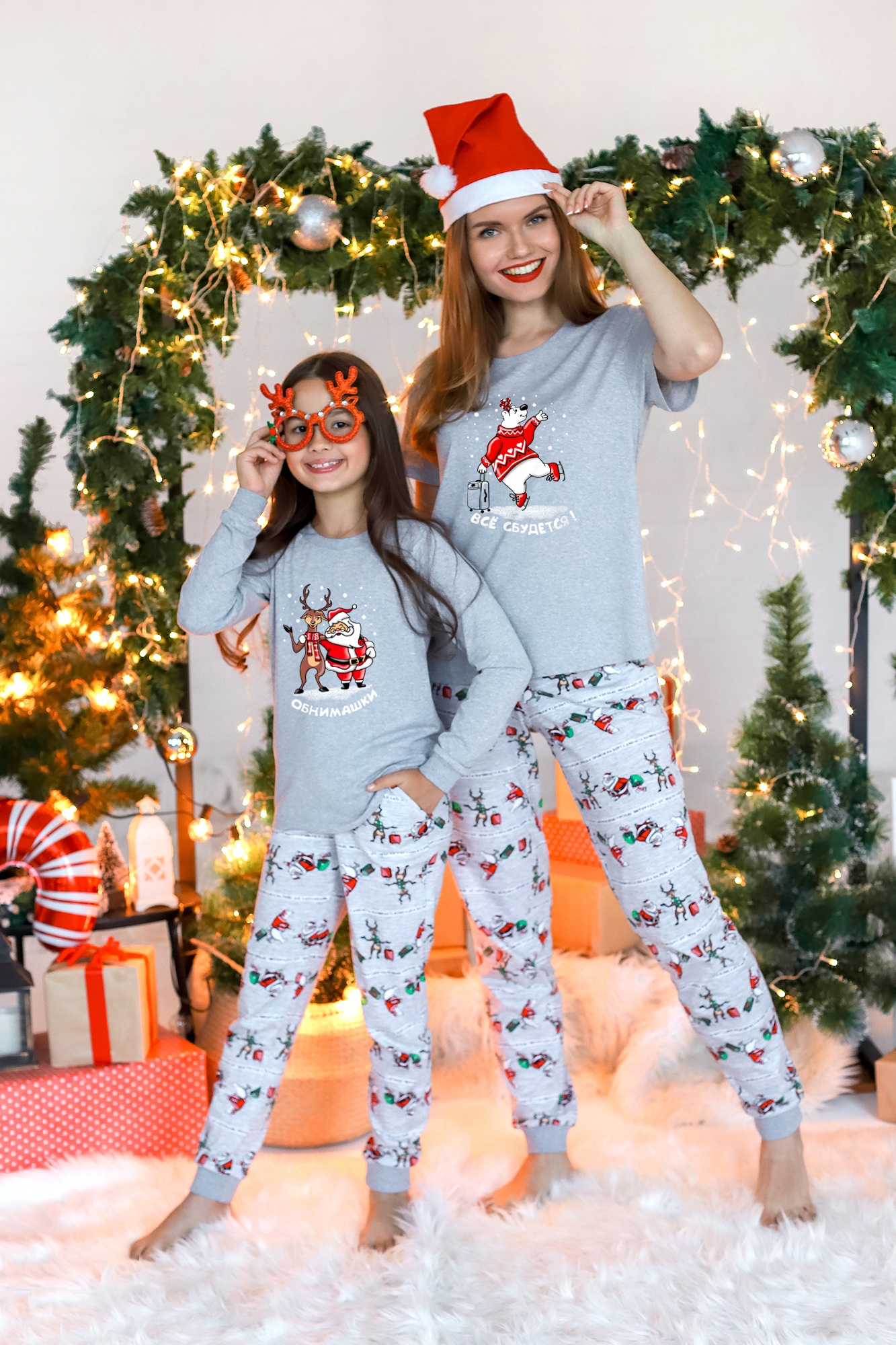 Пижама детская Виотекс Лапландия-1, серый, 164 пижама с новогодним принтом для девочек