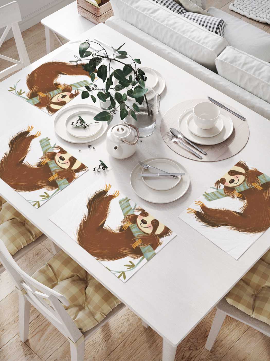 

Комплект салфеток JoyArty "Ленивец на ветке" для сервировки стола (32х46 см, 4 шт.), Коричневый, Ленивец на ветке