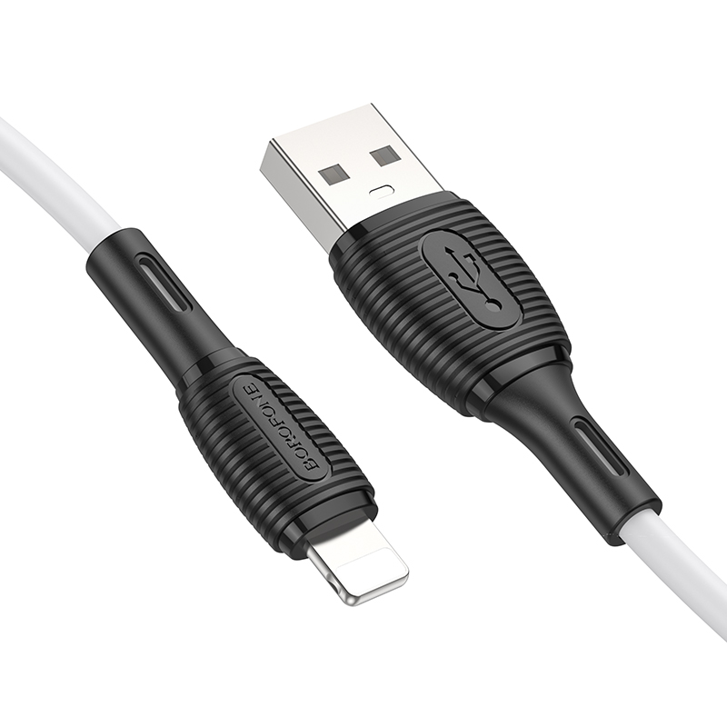 

Дата-кабель Borofone BX86 USB 2.4A для Lightning 8-pin силикон 1м White, BX86i