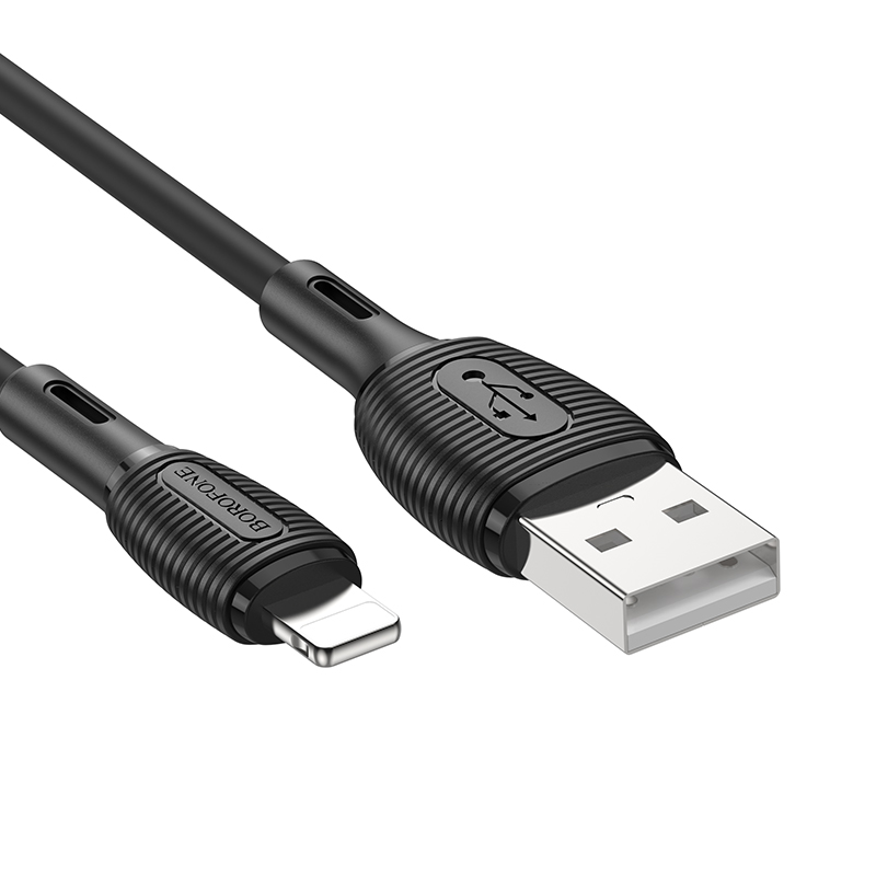 

Дата-кабель Borofone BX86 USB 2.4A для Lightning 8-pin силикон 1м Black, BX86i