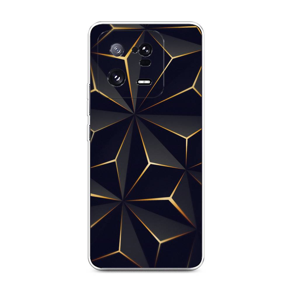 

Чехол на Xiaomi 13 Pro 5G "Черные полигоны", Золотистый;черный, 317350-3