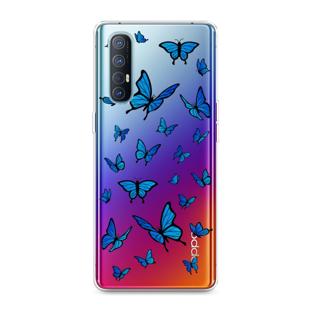 фото Чехол awog "синие бабочки" для oppo reno 3 pro