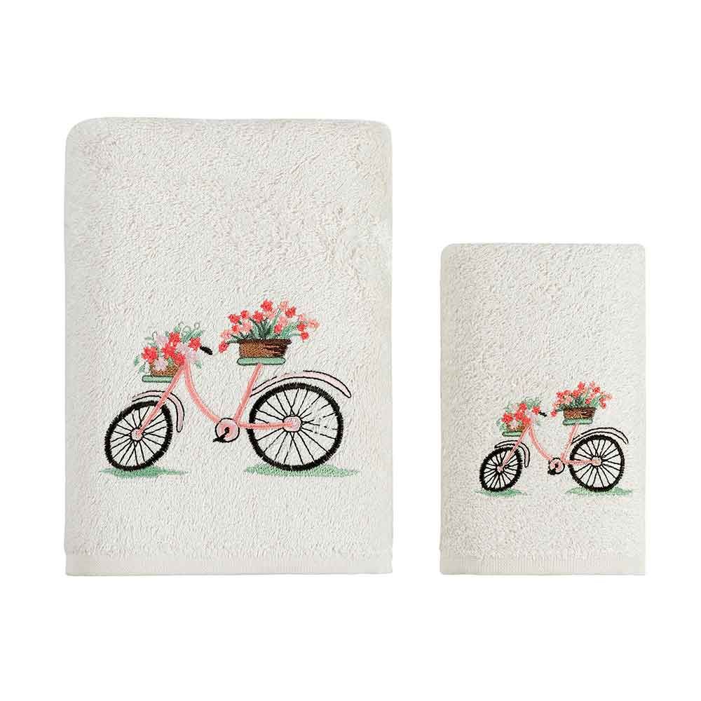 фото Набор полотенец arya с вышивкой из бамбука 50x90-70x140 2 пр. bike кремовый arya home collection