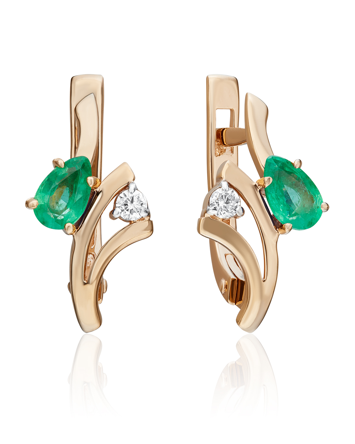 

Серьги из красного золота PLATINA jewelry 02-0373-00, изумруд/бриллиант, 02-0373-00